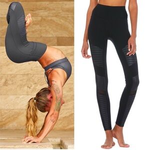 ALO Yoga Moto High Waisted Black Leggings
